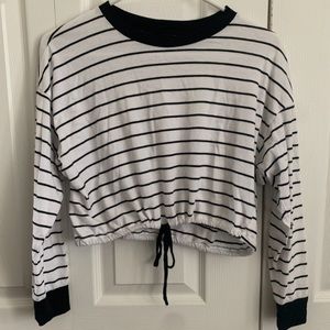 Cinched bottom striped shirt